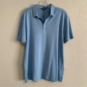 NWT John Varvatos Polo Shirt Men L  Silk Cotton Preppy Classic Sky Blue